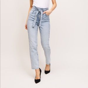 Cindy High-Rise Acid Wash Belted Jeans